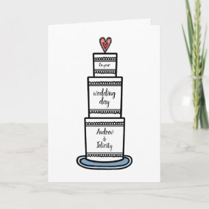 Personalized Wedding Cake Illustration Wedding Card