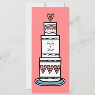 Personalized Wedding Cake Illustration Wedding Invitation