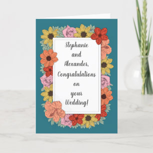 Personalized Wedding Congratulations Card Teal