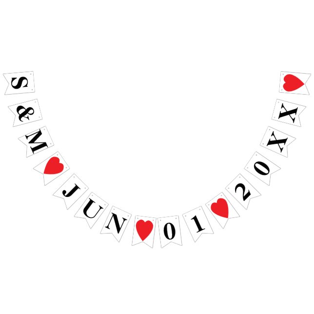 PERSONALIZED WEDDING DATE AND BRIDE+GROOM INITIALS BUNTING  (All)