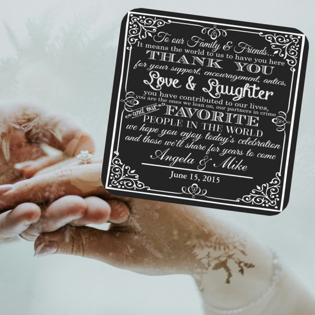 personalized wedding favor Thank you Square Paper Coaster (Creator Uploaded)