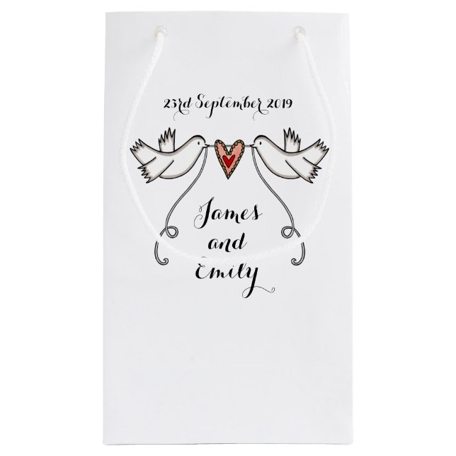 Personalized Wedding Gift Bag White Doves (Back)