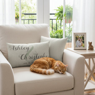 Personalized Wedding Gift: Gray Farmhouse Throw Lumbar Cushion