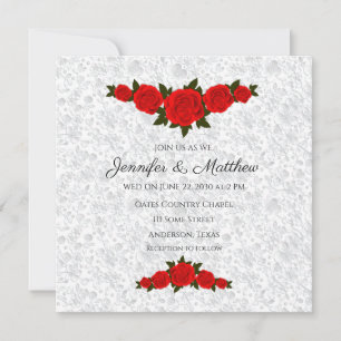 Personalized Wedding Invitations with Red Roses