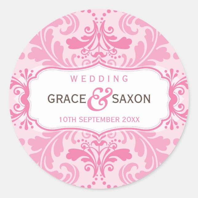 PERSONALIZED WEDDING LABEL savvy flourish pink (Front)