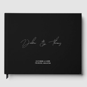 Personalized Wedding Modern Minimalist Black White Guest Book