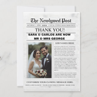 Personalized Wedding Newspaper Poster | Newlywed Invitation