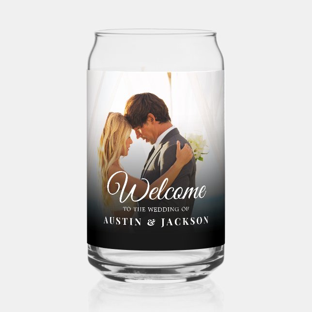 Personalized Wedding Photo Can Glass (Front)