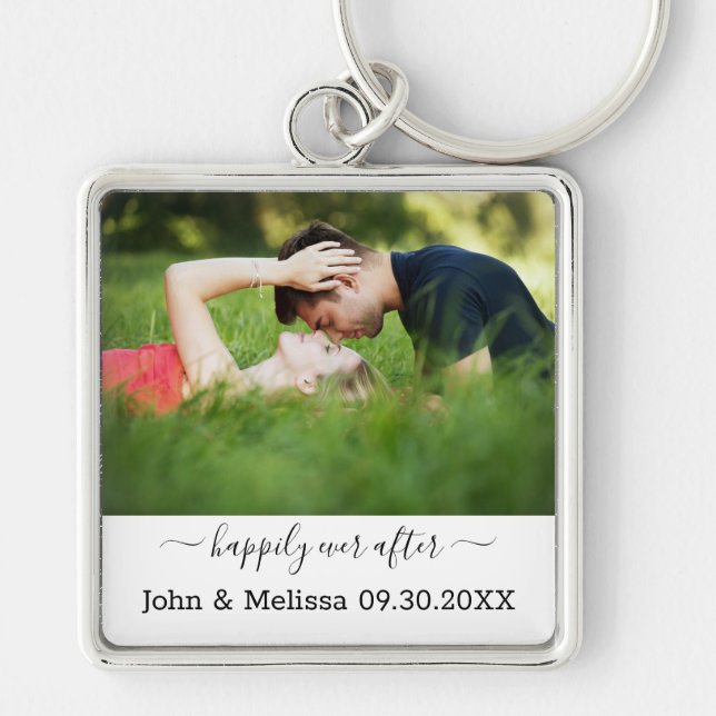 Personalized Wedding Photo Marriage Quote Key Ring (Front)