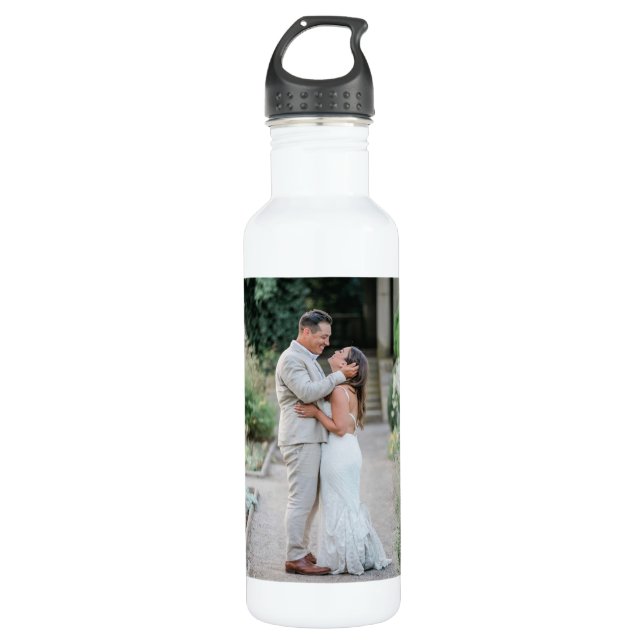 PERSONALIZED WEDDING PHOTO water bottle (Front)