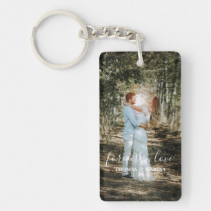 Personalized Wedding Portrait Modern Calligraphy Key Ring