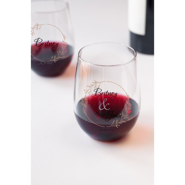 Personalized Wedding Stemless Wine Glass (Creator Uploaded)