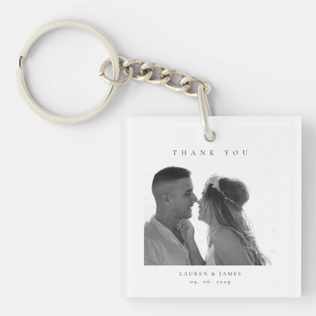 Personalized Wedding Thank You Photo Key Ring (Front)