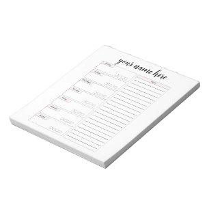 Personalized Weekly Planner Notepad