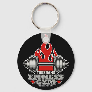 Personalized Weight Lifting Dumbbell Fitness Gym T Key Ring