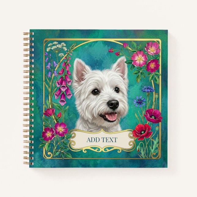 Personalized West Highland Dog Teal Notebook (Front)