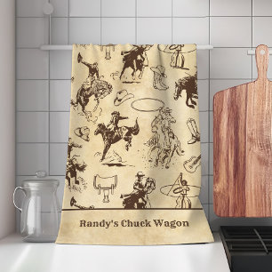 Personalized Western Rodeo Cowboy Cowgirl  Tea Towel