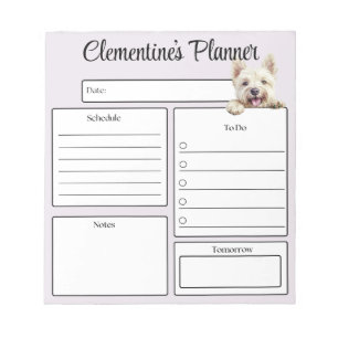Personalized Westie Daily Planner Notepad