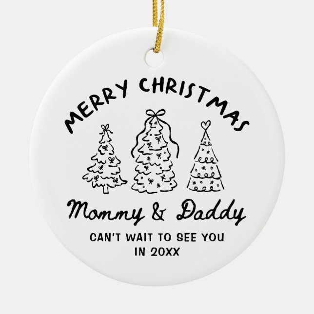 Personalized Whimsical Baby Announcement Ornament (Front)