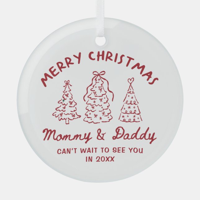Personalized Whimsical Baby Announcement Ornament (Front)