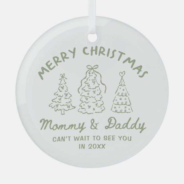 Personalized Whimsical Baby Announcement Ornament (Front)
