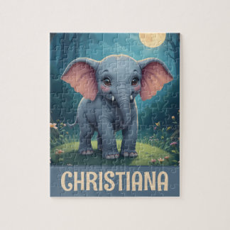 Personalized Whimsical Baby Elephant Jigsaw Puzzle