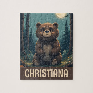 Personalized Whimsical Brown Bear Jigsaw Puzzle