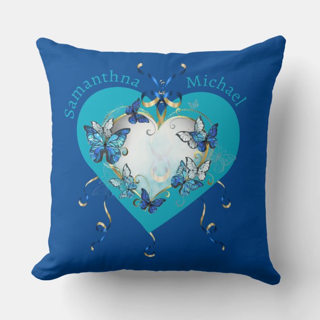 Personalized Whimsical Butterflies Heart Cushion (Front)