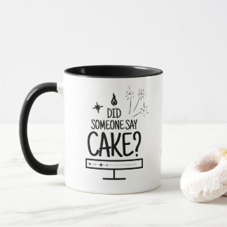 Personalized Whimsical Cake Lover Typography White Mug