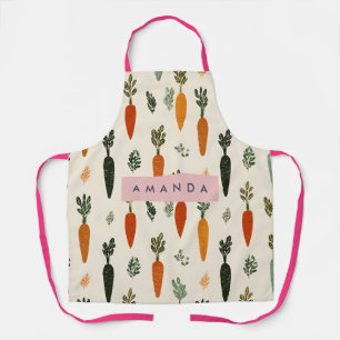 Personalized Whimsical Carrot Patch Rustic Apron