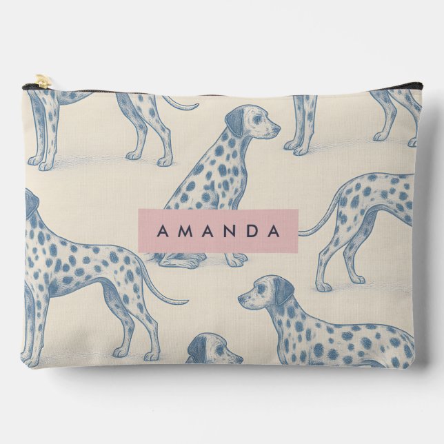 Personalized Whimsical Charming Dalmatian Pattern Accessory Pouch (Front)