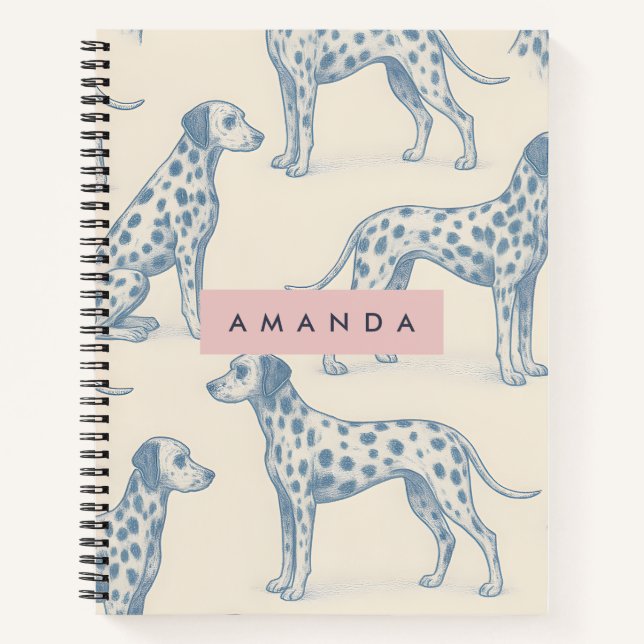 Personalized Whimsical Charming Dalmatian Pattern Notebook (Front)