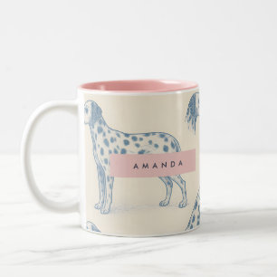Personalized Whimsical Charming Dalmatian Pattern Two-Tone Coffee Mug