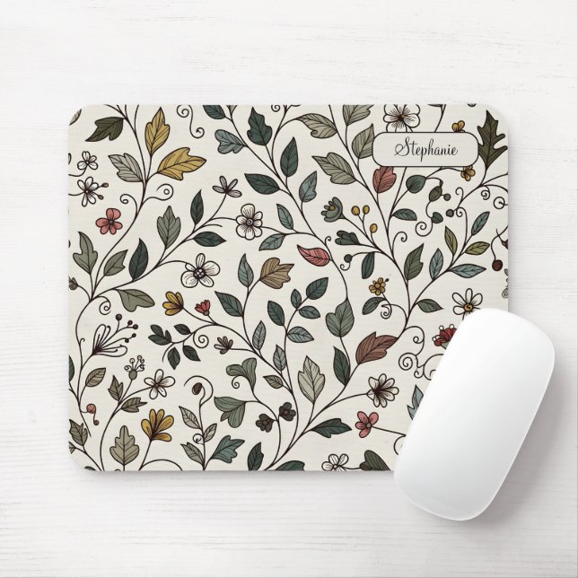 Personalized Whimsical Flower Vine Mouse Pad (With Mouse)