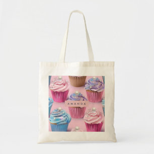 Personalized Whimsical Pastel Cupcake Dreams Tote Bag