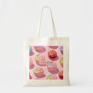 Personalized Whimsical Pastel Macaron Sparkle Tote Bag