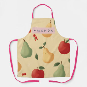 Personalized Whimsical Pear and Apple Pattern Apron