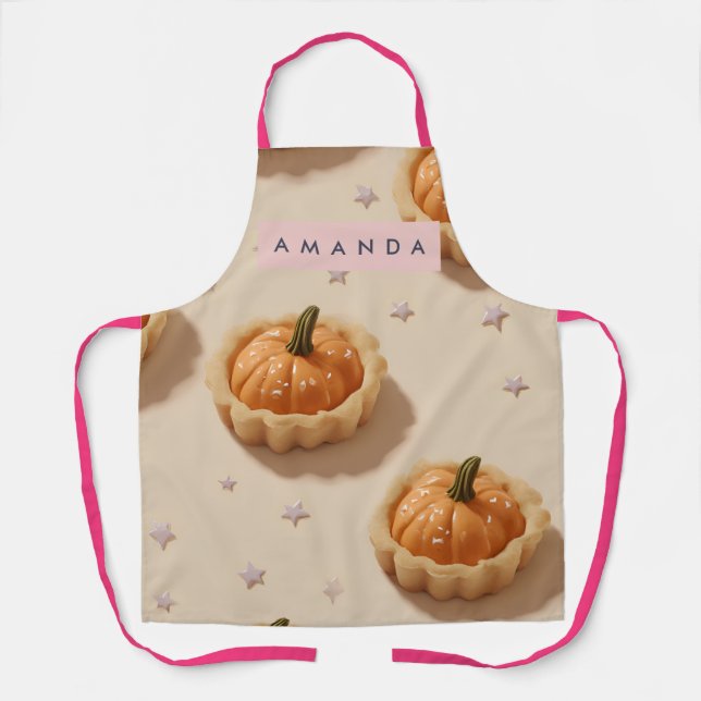 Personalized Whimsical Pumpkin Tart Pattern Apron (Front)