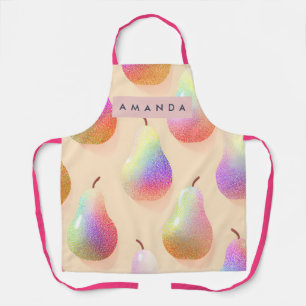 Personalized Whimsical Rainbow Pear Pastel Apron