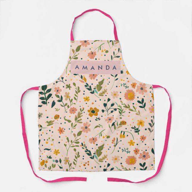 Personalized Whimsical Wildflower Meadow Apron (Front)