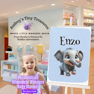 Personalized Whimsical Wonders Elephant Blanket