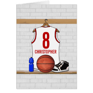 Personalized White and Red Basketball Jersey