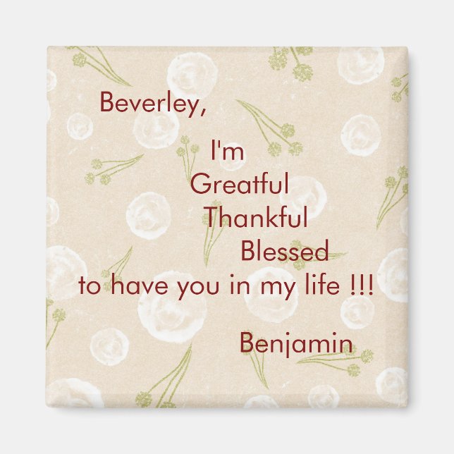 Personalized White Beige & Green  Magnet (Front)