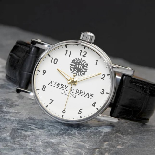 Personalized white black Custom name monogram  Watch (Creator Uploaded)