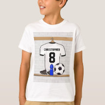 Personalized White Black Football Soccer Jersey T-Shirt