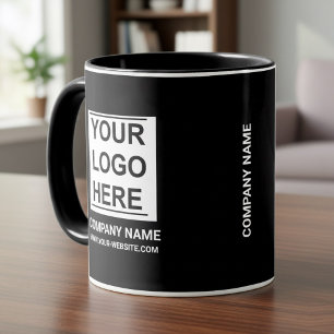Personalized White Company Logo on: Business Black Mug