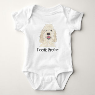Personalized White Cream Golden Doodle Dog Baby Bodysuit