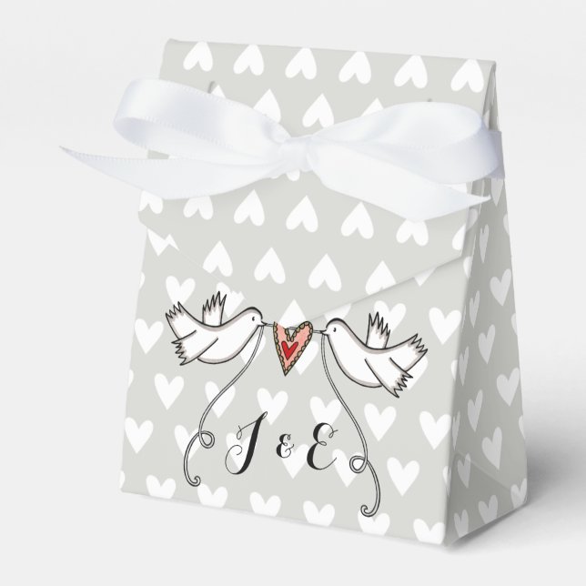 Personalized White Doves Wedding Favor Box (Front Side)