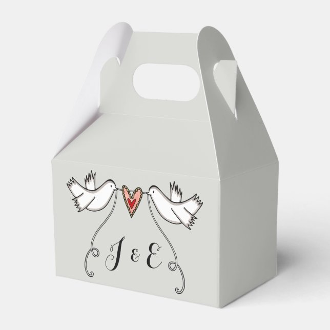 Personalized White Doves Wedding Favor Box (Front Side)