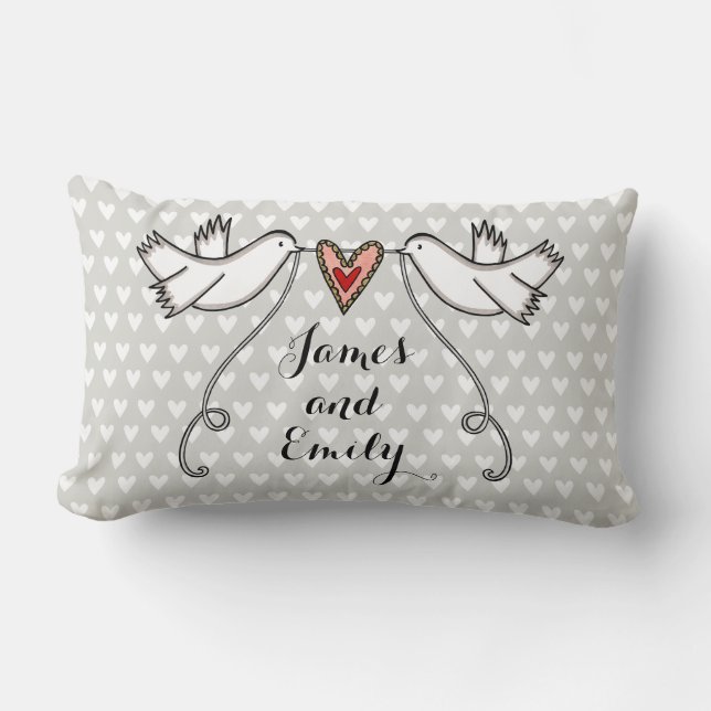 Personalized White Doves Wedding Gift Cushion (Front)